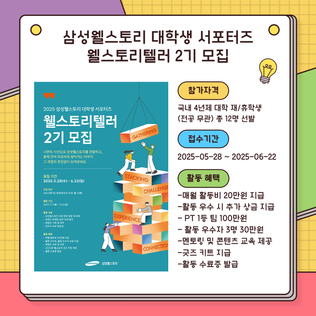 삼성웰스토리 대학생 서포터즈 웰스토리텔러 2기 모집