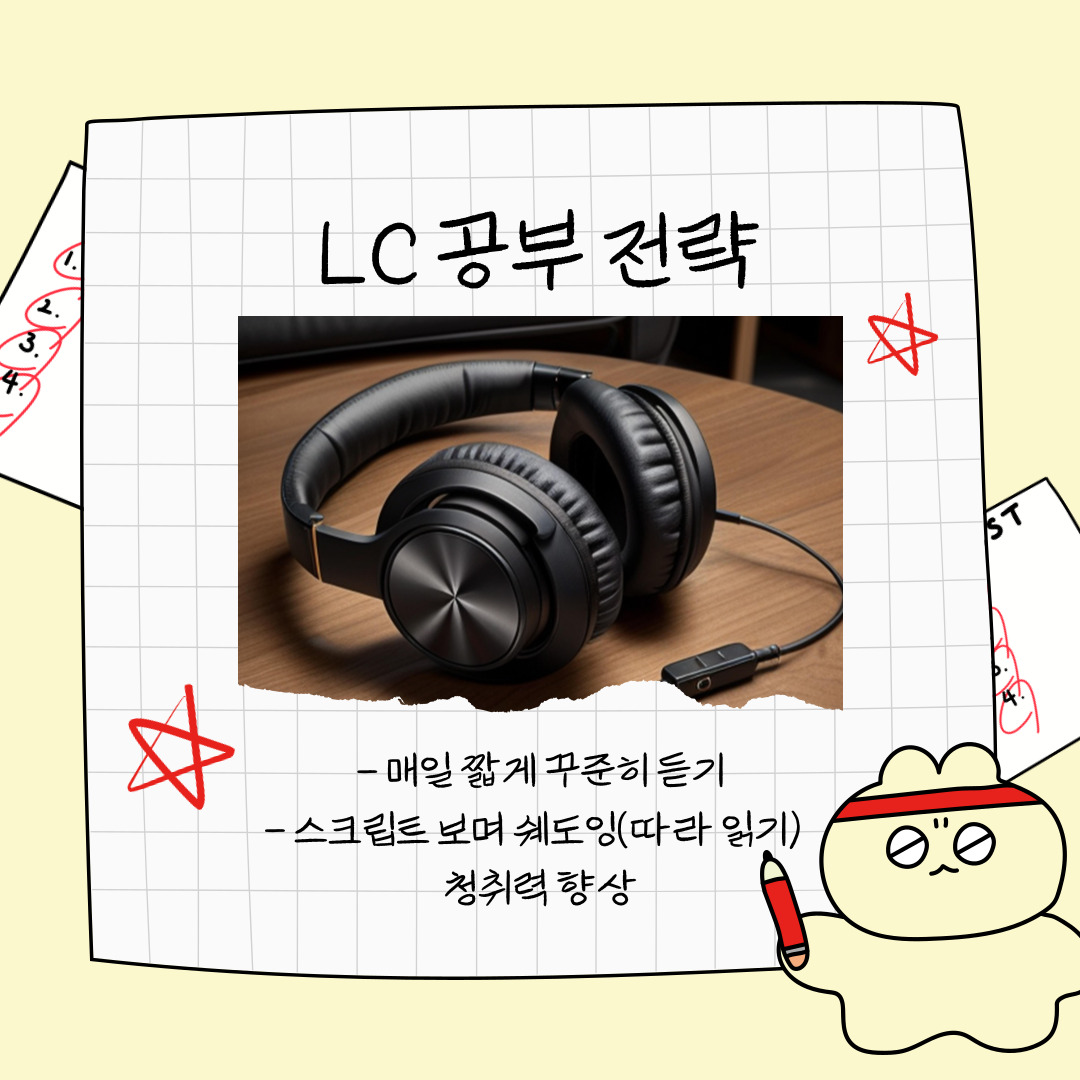세 번째는 LC(듣기)공부를 전략적으로 하는 방법입니다. LC 영역은 ‘꾸준함’이 성적을 좌우합니다. 하루에 1시간이라도 매일 짧게 듣기를 지속하는 것이 중요하며, 단순히 듣는 것보다 쉐도잉(Shadowing) 훈련이 효과적입니다. 스크립트를 보며 따라 읽는 연습은 발음, 억양, 청취력 향상에 모두 도움이 됩니다. 또한 시험에서는 발음보다 내용 파악이 중요하므로, 영국식·호주식 등 다양한 발음에 익숙해지는 것도 필요합니다.
