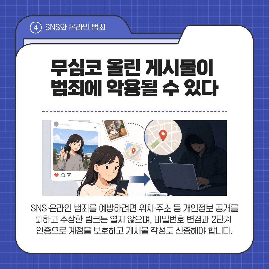 무심코 올린 게시물이 범죄에 악용될 수 있다