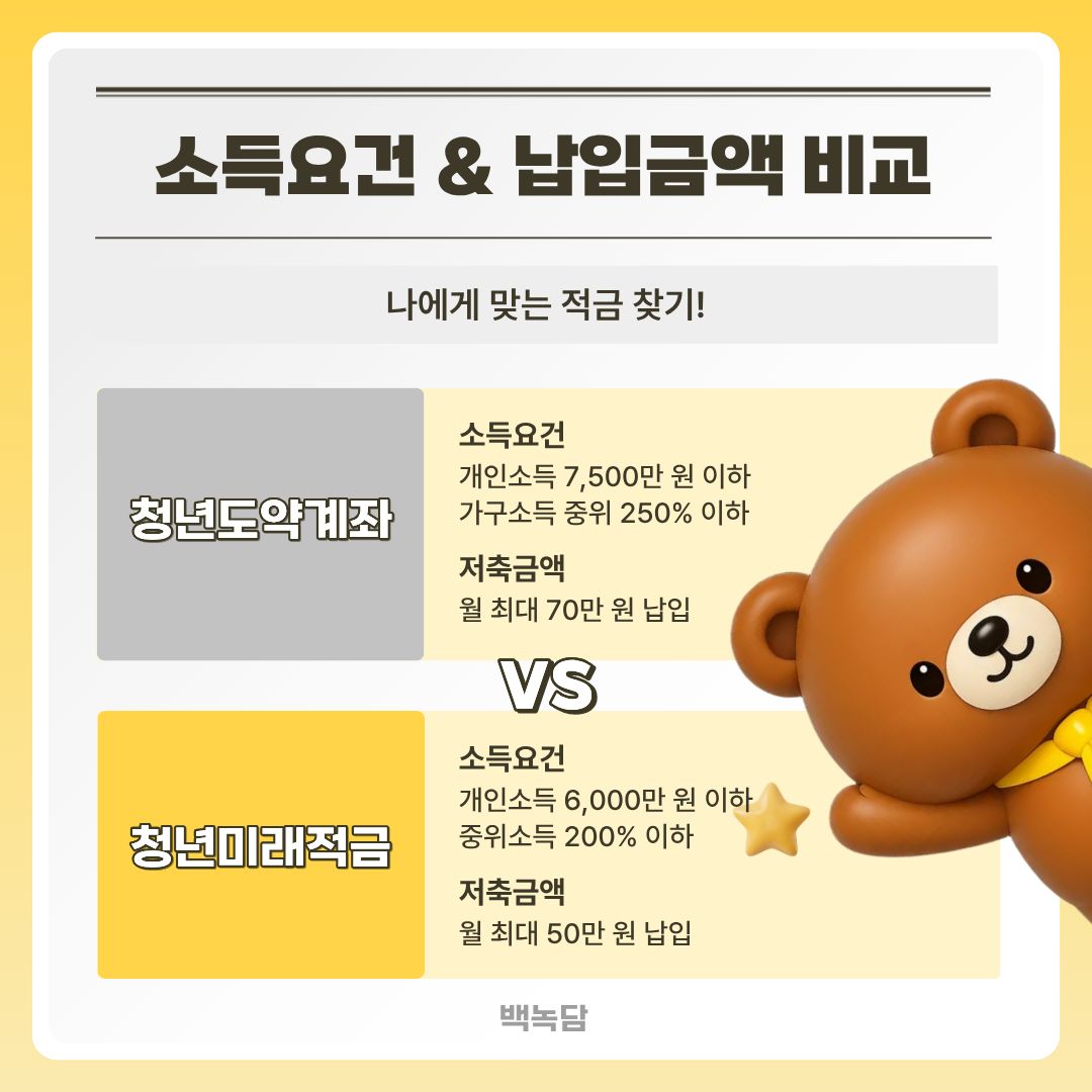 소득요건 & 납입금액 비교