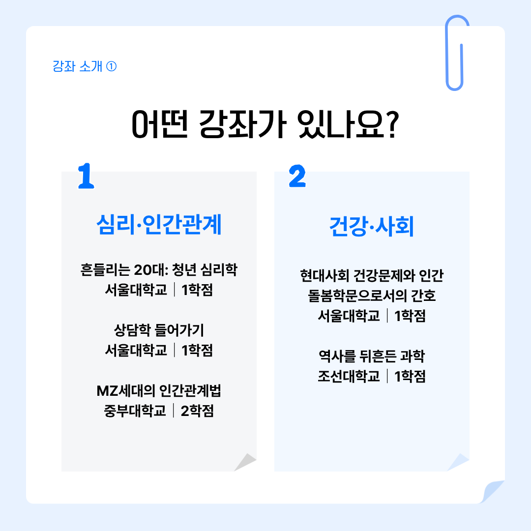 강좌 소개 1 어떤 강좌가 있나요?